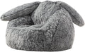 Bean Bag Chair for Adults Kids Giant Fluffy Plush Bean Bag Sofa with Filler Faux Fur Rabbit Shaped Beanbag Chairs Comfy Accent Floor Couch for Gaming, Reading in Bedroom, Living Room, Dorm