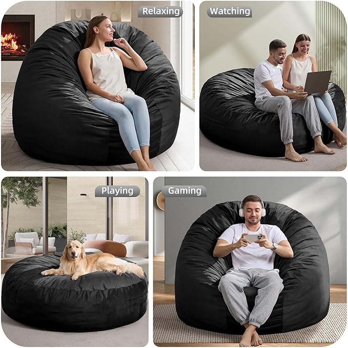 Hobestluk Bean Bag Chair 6Ft Giant Bean Bag Chairs for Adults Large Bean Chairs with Removable Cover,Big BeanBag Chairs for Living Room, Bedroom