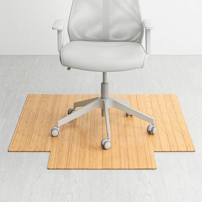 Anji Mountain Office Chairmat Thickest & Sturdy Bamboo Chairmats Highly Premium Quality Anti-Slip Heavy Duty for Multi-Purpose Hardwood Floor Office & Home Floor Protector Office Chair mat-5mm Thick