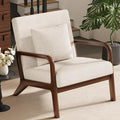 ELUCHANG Mid-Century Modern Chair,Accent Chair with Lumbar Pillow,Upholstered Armchair,Linen Fabric Comfy Reading Chair Beige, Linen, Set of 1