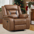 EBELLO Faux Leather Manual Recliner Chair, Modern Design Single Reclining Sofa Chair with Comfortable Armrest and Backrest, Furniture for Living Room, Bedroom, Brown
