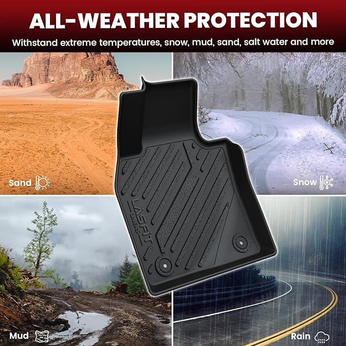 LASFIT Floor Mats & Cargo Liner Fit For Mazda 3 2019-2026 (Only Fits Sedan Models) All Weather TPE Custom Fit 2019-2024 2025 2026 Floor Liners Front & Rear Row & Trunk Full Set Mats Accessories, Black