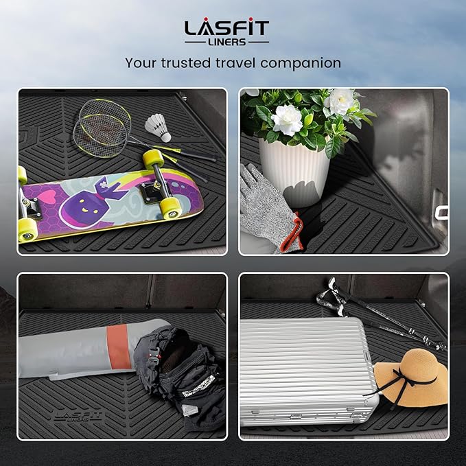 LASFIT Trunk Mat for Volkswagen Atlas Cross Sport 2020-2026, Custom Fit All-Weather Protection TPE Rubber Cargo Mat for VW Accessories, Super Duty, Waterproof, Easy to Clean, Black