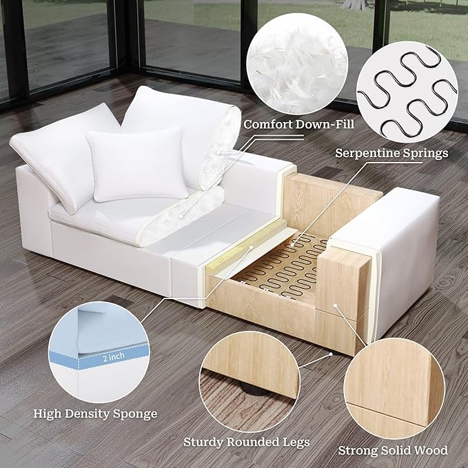 Forest aesthetics Cloud Modular Sectional Sofa,143" Down Filled Sofa 4 Seat with Chaise,Minimalist Sofa Cover Washable and Replaceable Couches for Living Room,Sectional Sofa Deep Seat