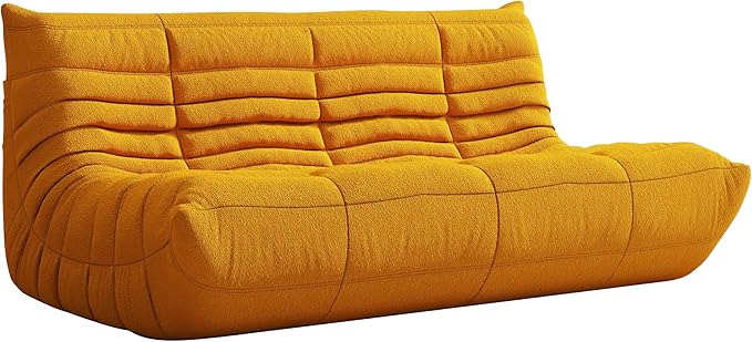Bean Bag Chair, Fireside Chair, Large Bean Bag Chair for Adults, Bean Bag Chairs for Teens with High-Resilience Foam, Non-Slip Base Floor Lounge Sofa,Living Room (Yellow, 3-Seater)