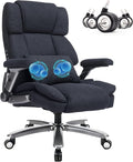 750lbs Heavy Duty Desk Chair with 3D Kneading Massage, Big and Tall Office Chairs with Ergonomic Support, 4D Armrests, 5 Quiet Dual Rubber Wheel, Thick Spring Cushion(Black-Fabric)