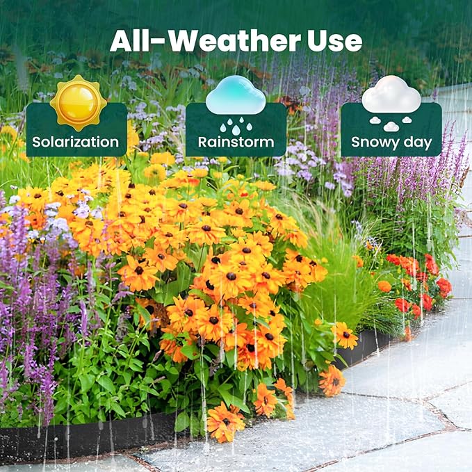 Metal Landscape Edging Galvanized Steel Edging Metal Garden Edging Border 40 Inch Strips 8 Inch Depth Black Steel Landscaping Edge 6-Pack for Lawn Yard Pathway 20 Ft Total (with 6 Clips)