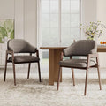 MALOL Wooden Dining Chairs Set of 2, Modern Fabric Upholstered Dining Room Chair, Kitchen Side Chairs, Farmhouse Dinner Chair with Curved Open Back for Kitchen, Camel