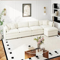 Aoowow Modular Sectional Sofa Modern Convertible L Shaped Couch,147.2 Inch Deep 4-Seater Sofas Set Comfy Chenille Cloud Sofas and Couches with Movable Ottoman for Living Room Apartment（Beige）