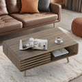 Easyego Coffee Table with Storage, Farmhouse Wood Tables for Living Room, Easy Assembly, Suitable for Various Home Styles (Light Brown)