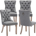 YeahFurn Grey Mid Century Modern Dining Chairs Set of 4, Linen Upholstered Kitchen & Dining Room Chairs with Nailhead Trim & Solid Wood Legs, Elegant Sillas De Comedor (Grey, 4 Pcs)
