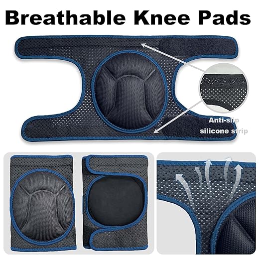 Work Knee Pads for Men Gardening, Floor Cleaning Knee Protectors for Women, Lightweight Professional Kneepads for Kneeling Crawling, Anti Slip Padded Knees Pads for Flooring Installers for Christmas, Blue L