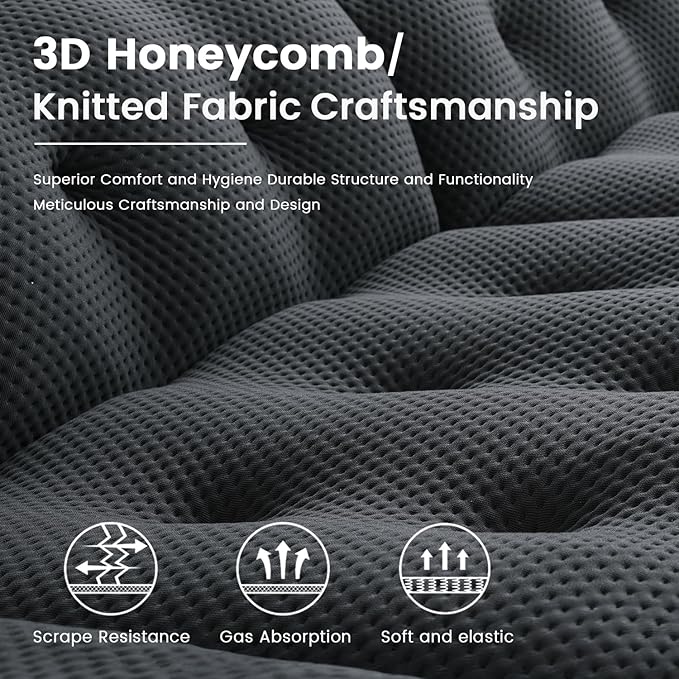102.4inch Modular Sectional Couch,Oversized Loveseat Sofa, 3D Mesh Fabric Comfy Cloud Sofa Couches, Curved Couch for Living Room, Office, Apartment,No Assembly Required (Black, 102.4")