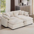 Aoowow Oversized Loveseat Couch with Ottomans,Modern Corduroy 2 Seater Cloud Couches for Living Room,Modular Sectional Cloud Sofas Deep Seat,Double Lounger Sleeper Sofa