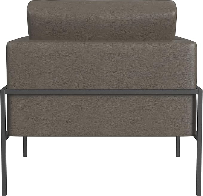 HomePop Modern Metal Frame Accent Chair|Homepop Home Décor|Accent Chairs for Living Room & Bedroom - Pewter Gray Faux Leather