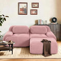 SoarFlash 81” Sectional Cloud Boneless Sofa Couches for Living Room-2 Seater L-Shaped Modern Lounge Couch-No Assembly Modular Corduroy Convertible Sponge Sleeper Sofas with Chaise for Home House,Pink