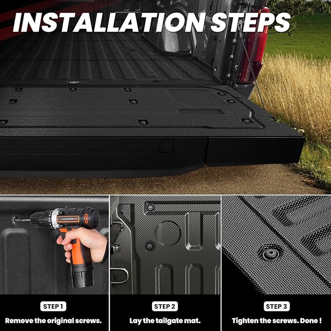 LASFIT Tailgate Mat for Ford F-150 2026 2025 2024 2023 2022 2021(Work Surface Only) Truck Tailgate Liner All Weather Protector Durable TPE Tailgate Cover-Easy to Clean