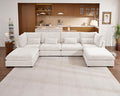 Oversized Modular Sofa, Extra Deep Cloud Chenille Sectional Couch with Ottoman Chaise, Fluffy Chenille 6 Seat U-Shaped Sofa for Living Room, Villa (U Shape 6 Seater, Chenille White)