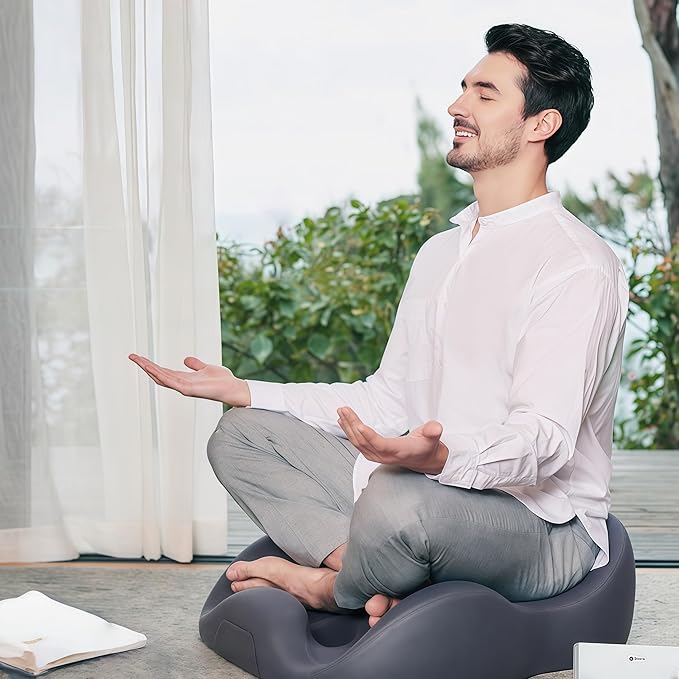 Meditation Cushion & Mat Set, Zafu Floor Pillow, Ergonomic Meditation Pillow Seat & Yoga Bolster Knee Pad, Meditation Accessories Gifts, Zabuton Prayer Pad