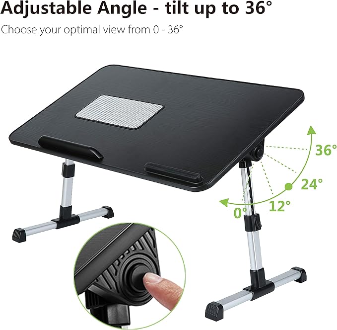 Lap Desk for Laptop, 8AMTECH Ajustable Laptop Table with Cooling Fan Office Desk for Working, Reading, Writing, Drawing and Eating in Bed Sofa Floor Couch