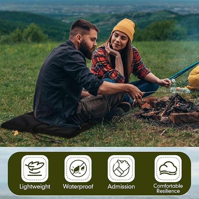 Breling 2 Pack Sitting Pad, Foldable Hunting Seating Cushion for Backpacking Bleacher Cushion with Hook Waterproof Folding Lightweight Pad for Camping Hiking Stadium Outdoor