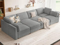 CUGOAO 153.4'' Modular Sectional Sofa Bed, Oversized Sectional Couch, Deep Seat Chenille Cloud Couch, Removable Cover, Mordern Upholstered Couches for Living Room, Apartment, Office, Grey