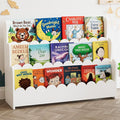 SpaceAid 3-Tier Scalloped Bookshelf, Montessori Bookcase for Toddlers, Wooden Book Shelf Organizer Display Furniture for Kids Rooms, Playroom, Nursery and Classroom, 36.7“ Wide, White