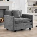 WUTUTUEE 41'' Modern Chenille Oversized Chair, Upholstered Accent Living Room Chair with Extra Thicked Deep Seat, Single Lounge Chair for Bedroom, Small Apartment, Grey