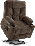 MCombo Power Lift Recliner Chair for Elderly, Electric Lift Chair with Extended Footrest, USB Ports, Cup Holders, Fabric 7281 (Brown, Small)