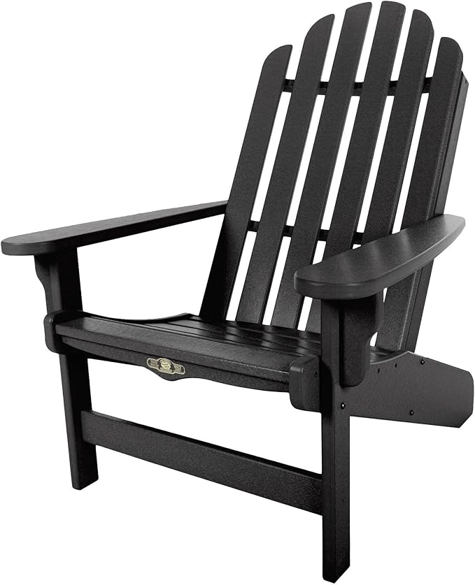 Original Pawleys Island Black DuraWood Essentials Adirondack Chair – Eco-Friendly Recycled Material, Stainless Steel Hardware, Smooth Fit N Finish, Handcrafted in The Carolinas