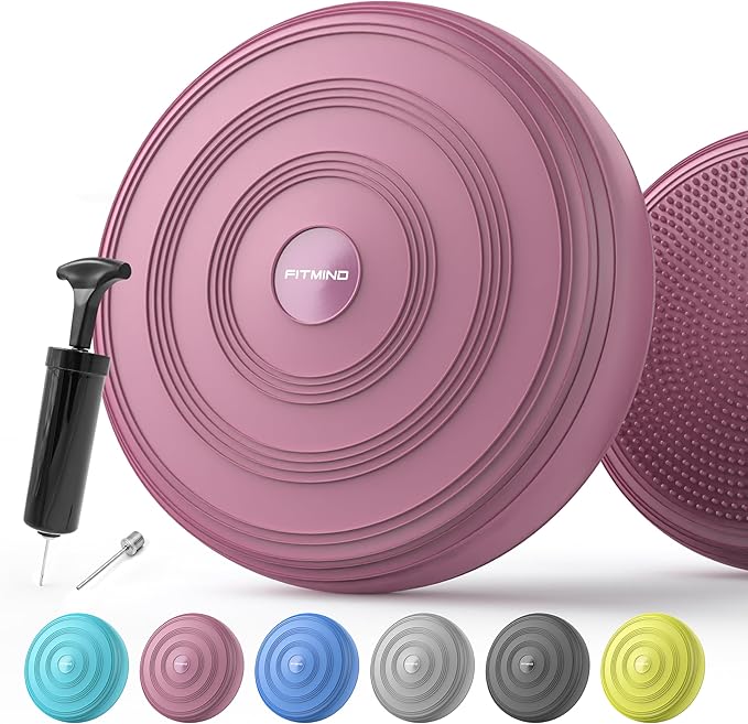 FITMIND Inflated Wobble Cushion,Circular Non-slip Texture for Comfortable Sitting,Extra Thick Dyna Disc with Pump for Core Strength,Wiggle Seat to Improve Posture,Fitness,660lb Load Capacity