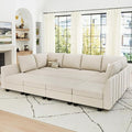 Belffin Oversized Modular Sectional Couch Sleeper Sofa with Storage Velvet Sectional Sofa Bed for Living Room, 12 Seats, Beige