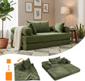 VINGLI Convertible Futon Sofa Bed, Upholstered Corduroy Boneless Couch King Size Floor Loveseat Sleeper Sofa with 2-in-1 Throw Pillow, Couches for Living Room, Bedroom, Lounge, Green
