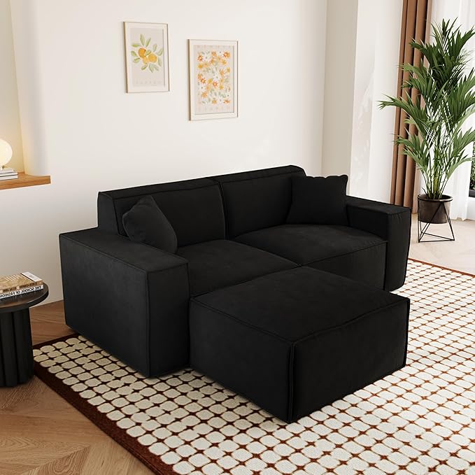 80.3" Cloud Sectional Couch, Chenille Boneless Couch L Shaped with Deep Seats&Wide Armrests, Comfy Convertible Modular Sectional Sofa Memory Foam Compression Sofa for Living Room, No Assembly Required