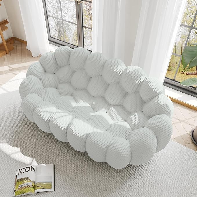 WJShome Bubble Sofa Couch,79.53'' Modern Curved Sofas for Living Room, 2 Seater LoveSofa Lazy Floor Sofa, Large Bean Bag Chair,Deep Seat Floor Sofas Chair Lounge for Office, Apartment,Light Gray