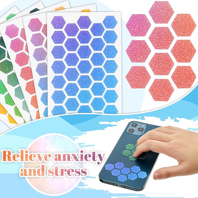 Gersoniel 18 Pieces Anxiety Sensory Stickers Textured Strips Toys Anti Stress Tactile Rough Sensory Strips Adhesives Anxiety Relief for Adults Teens Office Desk Classroom(Fresh Style)
