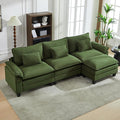 URRED Cloud Couch Modular Sectional Sofa, 122'' Modern L Shaped Deep Seat Sofa with Ottoman & Pillows, Ultra Comfy Corduroy Couches for Living Room, Bedroom or Apartment, Green