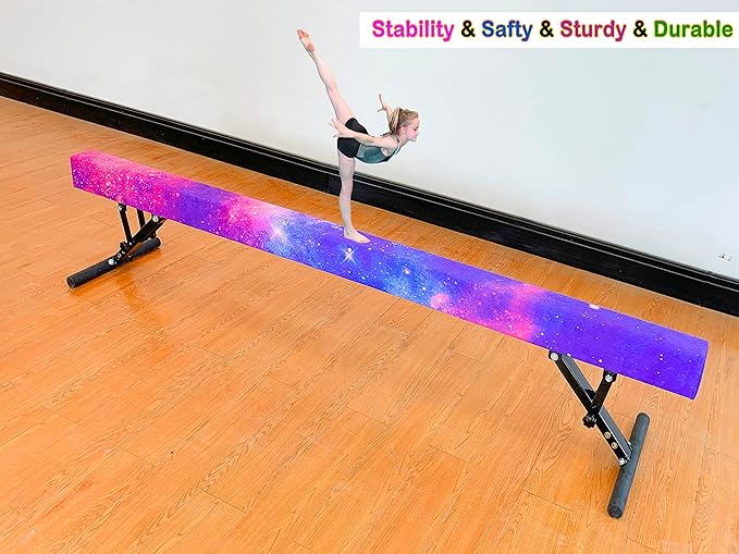 MARFULA Adjustable Balance Beam 8 ft Gymnastic Beam Adjustable Height for Kids and Teenage of All Gymnastic Levels, Gymnastic Training Beam Gymnastic Equipment for Athlete Home and Gym Club Use
