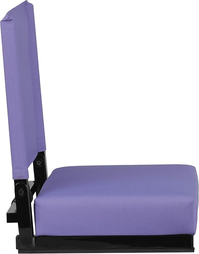 Flash Furniture Grandstand Portable Stadium Seat for Bleachers or Benches, Folding Padded Stadium Chair with Carrying Handle, 500 lb. Weight Capacity, Purple