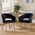COMULER Black and Gold Velvet Dining Chairs, Modern Dining Room Chairs with Arms Set of 2 Upholstered Accent Chair Armchair with Barrel Back for Kitchen Living Room