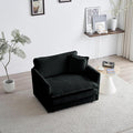 Aoowow Single Deep Seat Sofa Comfy Chenille Couch,Modern Upholstered Accent Armchair with Pillow for Living Room Bedroom Apartment(Black)