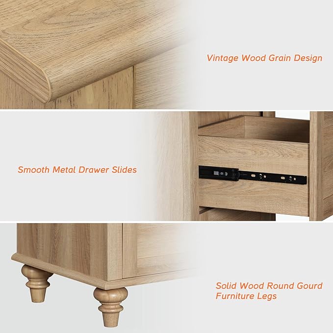WAMPAT Oak Coffee Table with Drawer & Storage Cabinet, Farmhouse Rustic Center Table for Living Room, Rectangle Wooden Cocktail Table Tea Table for Home, Office
