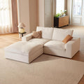 Vorthio Cloud Couch Sectional Oversized Modular Sofa with 35'' Deep Seat Boneless Couch L-Shape Comfy Sofa Stain-Resistant White Sectional Couches for Living Room Apartment Loveseat with Ottoman