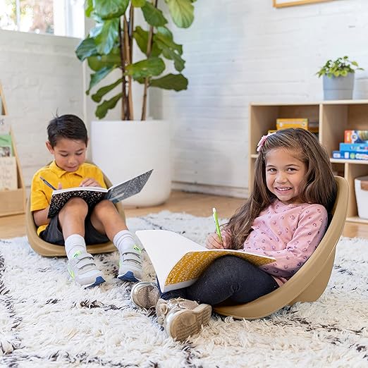 ECR4Kids Leaf Floor Seat, Rocker Chair, Sand, 6-Piece