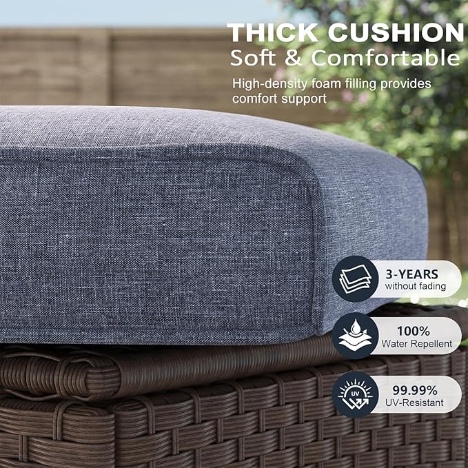 LayinSun 3 Piece Wicker Patio Furniture Set, Classis Outdoor Conversation 360 Degree Swivel Chairs Set with Coffee Table