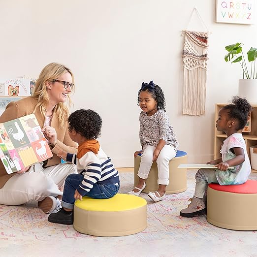 ECR4Kids SoftZone Colorful Stump Stool Set, Flexible Seating, Assorted, 3-Piece