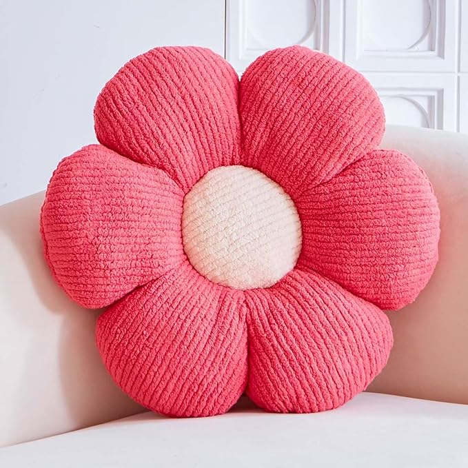 VBGYA Flower Pillow, Peach Pink Flower Decorative Throw Pillows for Bed Couch, Cute Flower Shaped Plush Aesthetic Pillow, Soft 14.9" Daisy Pillow Floor Pillow Seat Cushion