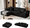 Cibert 104.3" Modular Sectional Sofa, Black Boneless Couch Left Chaise L Shaped Couch with USB Ports, 2 Cup Holders, 2 Side Storage Bags & Lint Remover, No Assembly Sectional Couches for Living Room