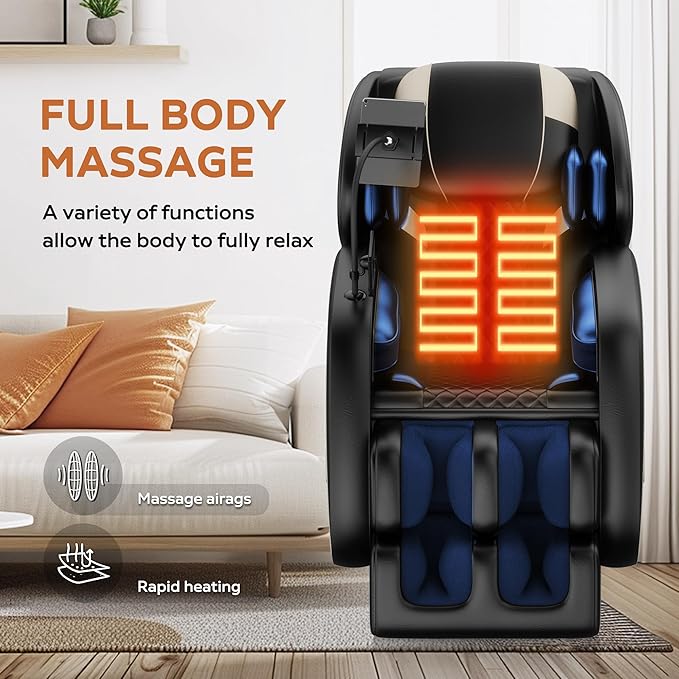 2026 Massage Chair for Full Body 4D Zero Gravity, with Body Scan & Heat Therapy, SL-Track Shiatsu Foot Rollers, Yoga Stretch, Heating Function, for Home Office Use (Brown)