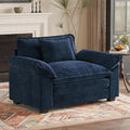HUSFU 49.5'' W Oversized Accent Chair, Chenille Cloud Sofa Chair with Deep Seat and Extra Wide Armrests, Comfy Reading Armchair for Bedroom, Living Room, Blue